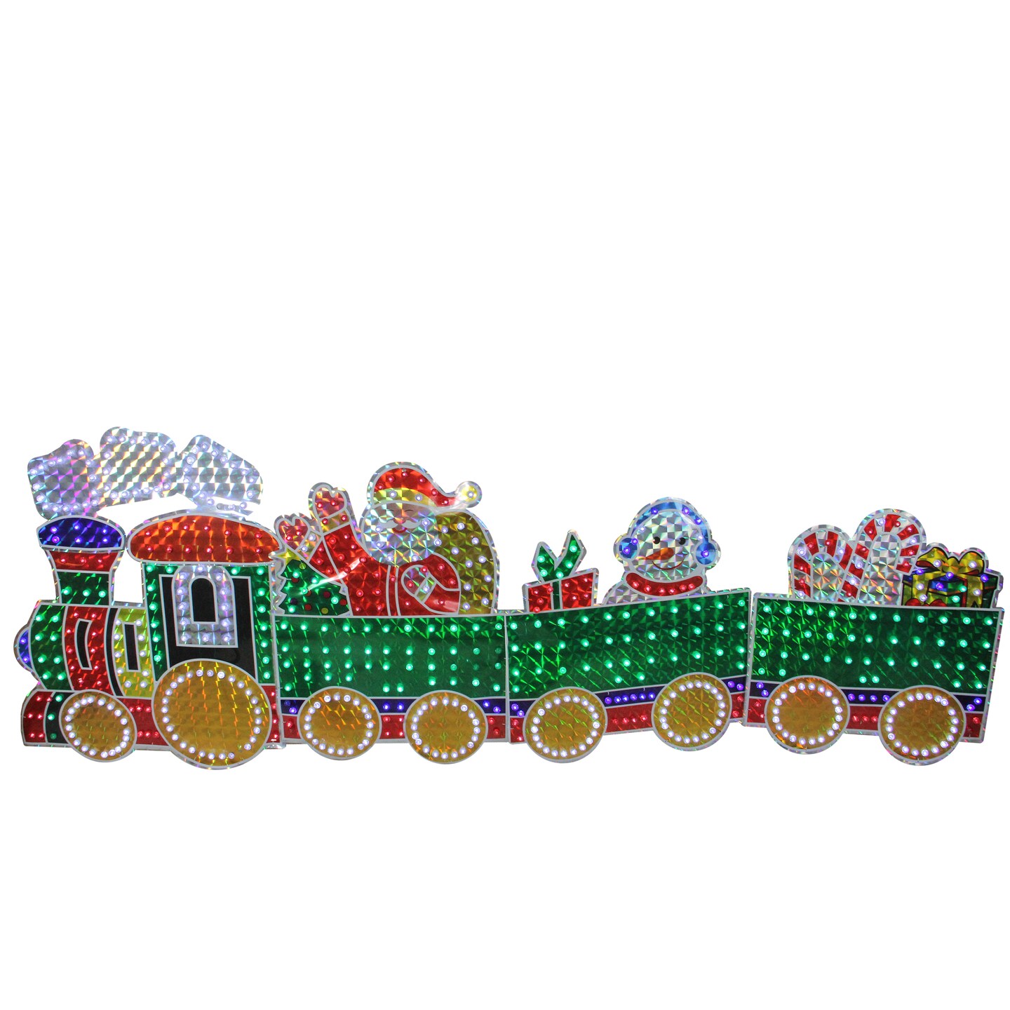 Northlight 4-Piece Holographic LED Lighted Motion Train Set Outdoor Christmas Decoration - 35"