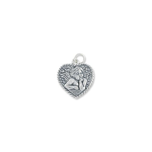 Angel Charm for Jewelry Making - 16x17mm Sterling Silver (1-Pc)