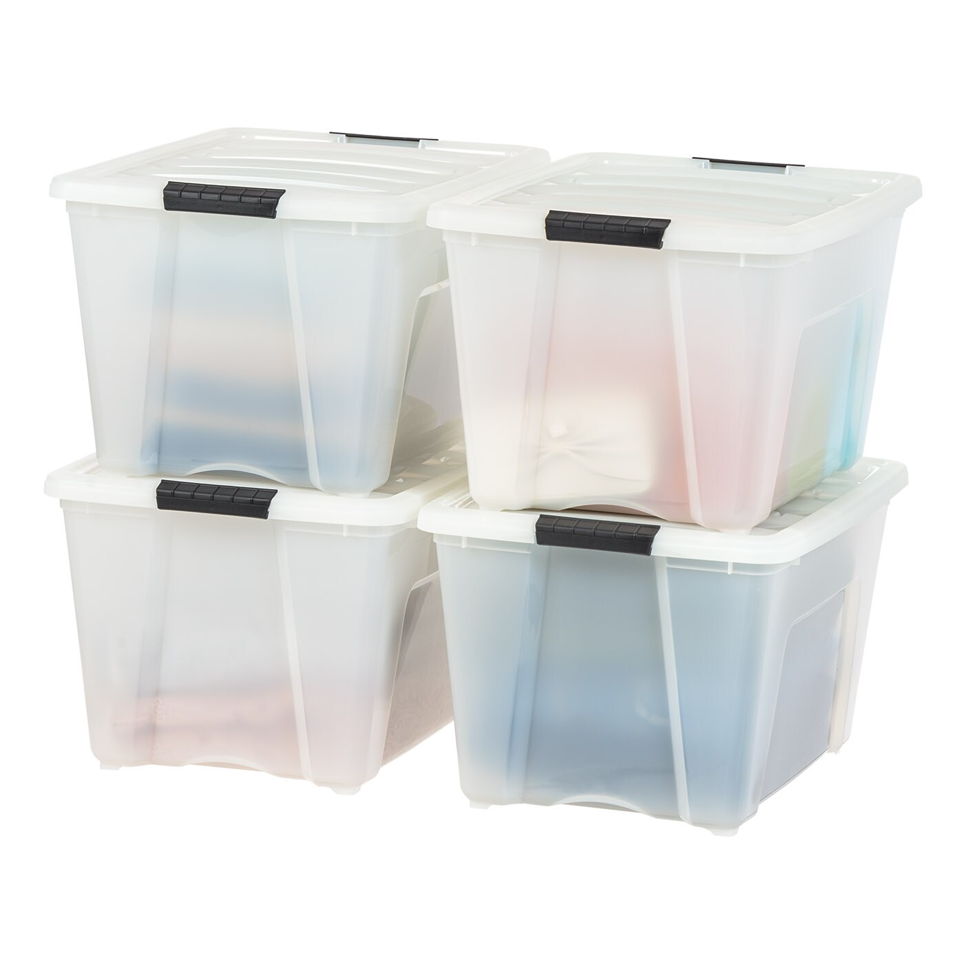 53qt Plastic Storage Bins with Lids and Secure Latching Buckles