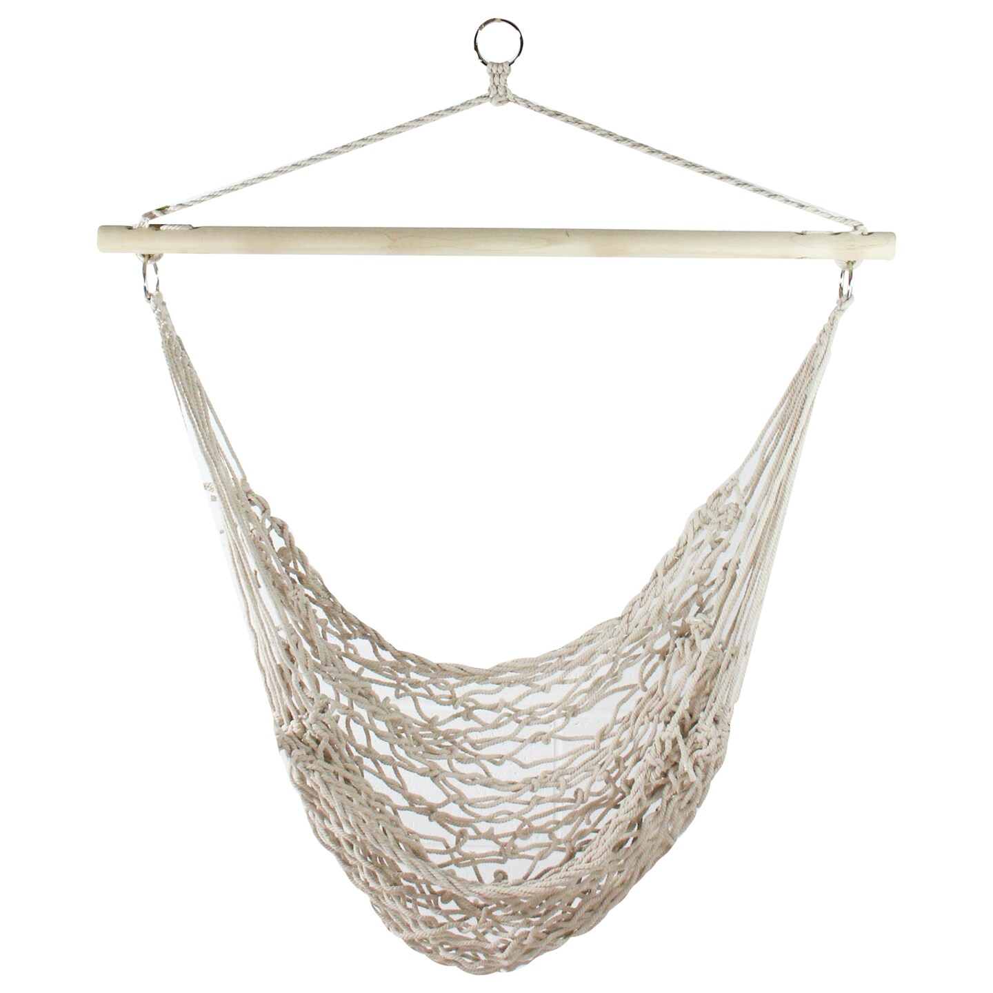 Northlight Natural Cotton Macrame Hammock Chair with Wooden Bar - 44" x 39"