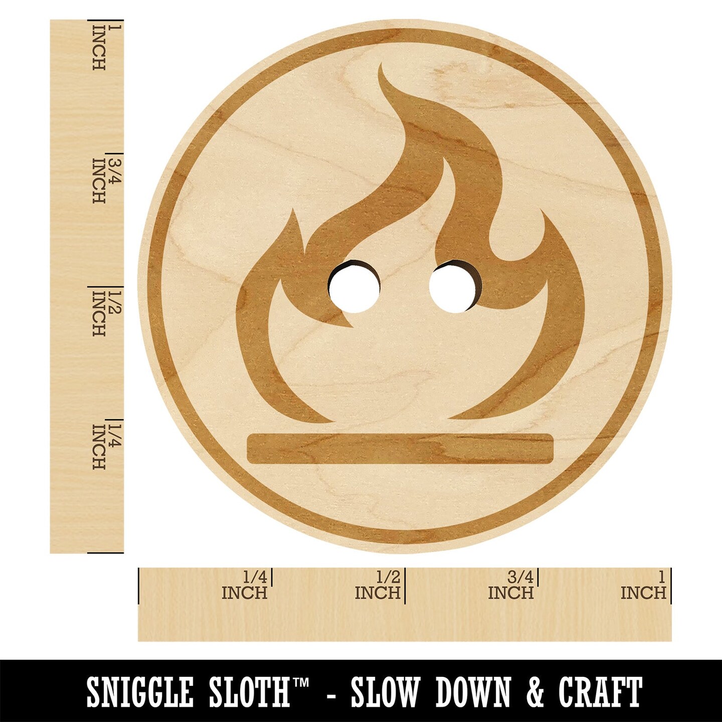 Flammable Fire Icon Wood Buttons for Sewing Knitting Crochet DIY Craft
