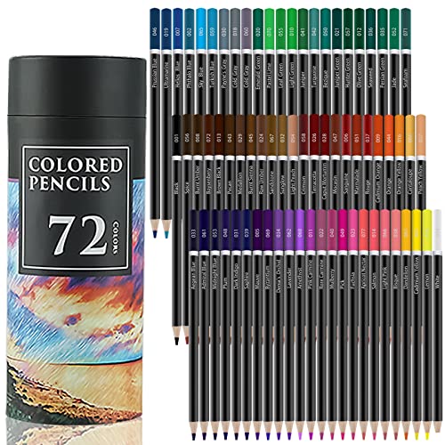 Colored Pencils for Adult Coloring Books, 72 Colored Professional Drawing Pencils, Art Supplies for Sketching, Shading for Beginners, kids & Pro.