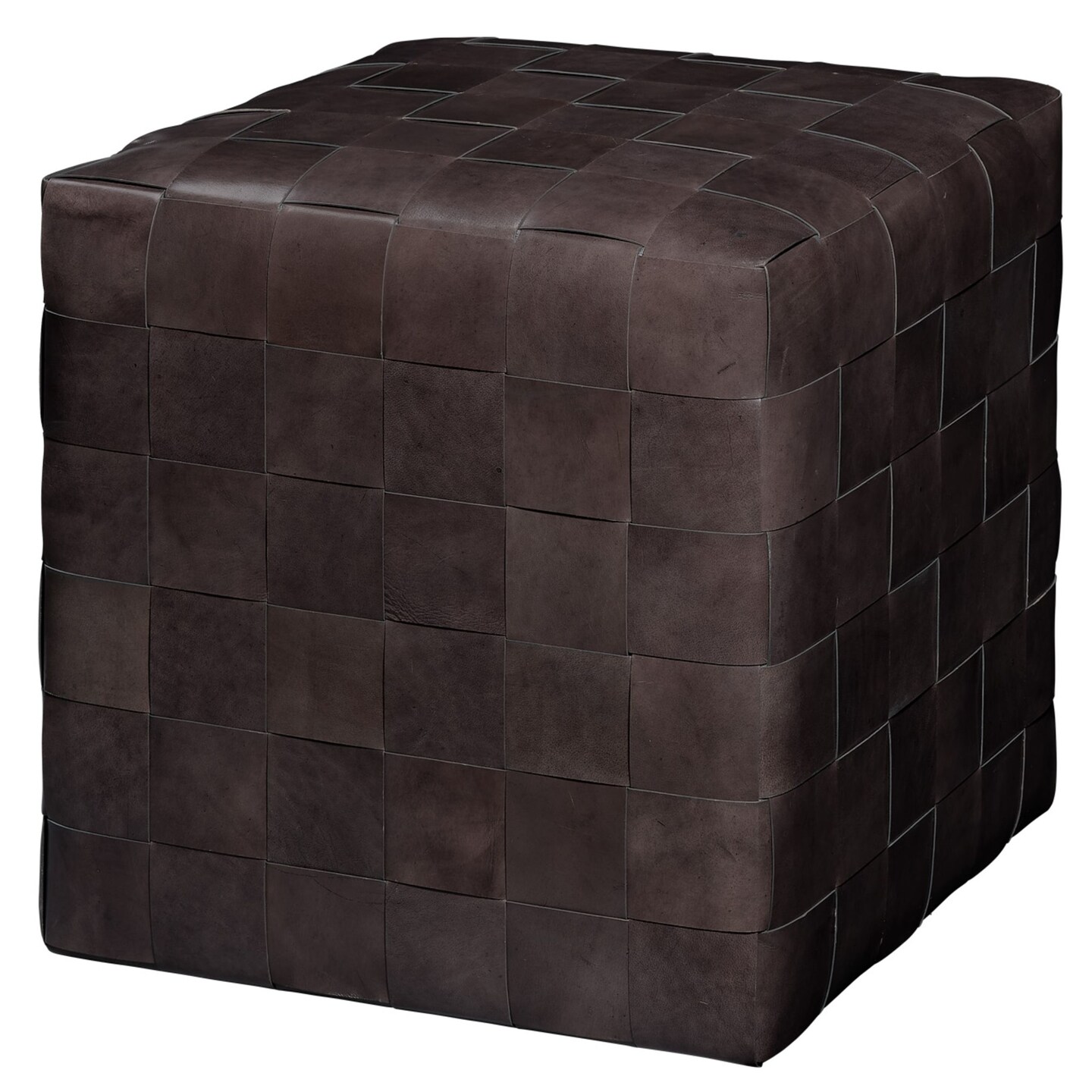 Jamie Young Company Woven Leather Square Ottoman - 18&#x22; - Gray