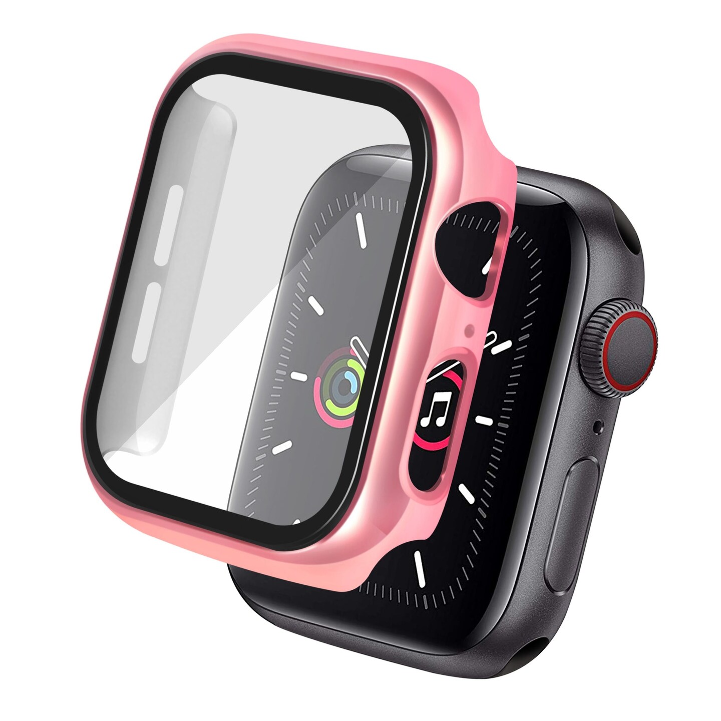 Insten Case For Apple Watch 40mm Series SE 6 5 4, Built in Tempered Glass Screen Protector Plating Hard Cover, Full Protection, Pink