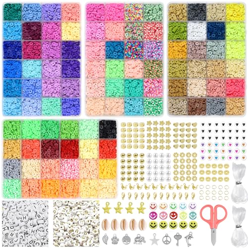12220pcs Clay Beads Clay Bead Bracelet Kit, 96 Colors Beads 6mm Flat Round  Clay Heishi Beads for Bracelerts with Letter Beads Charm and Elastic  Strings Friendship Bracelet Making Kit for Girls