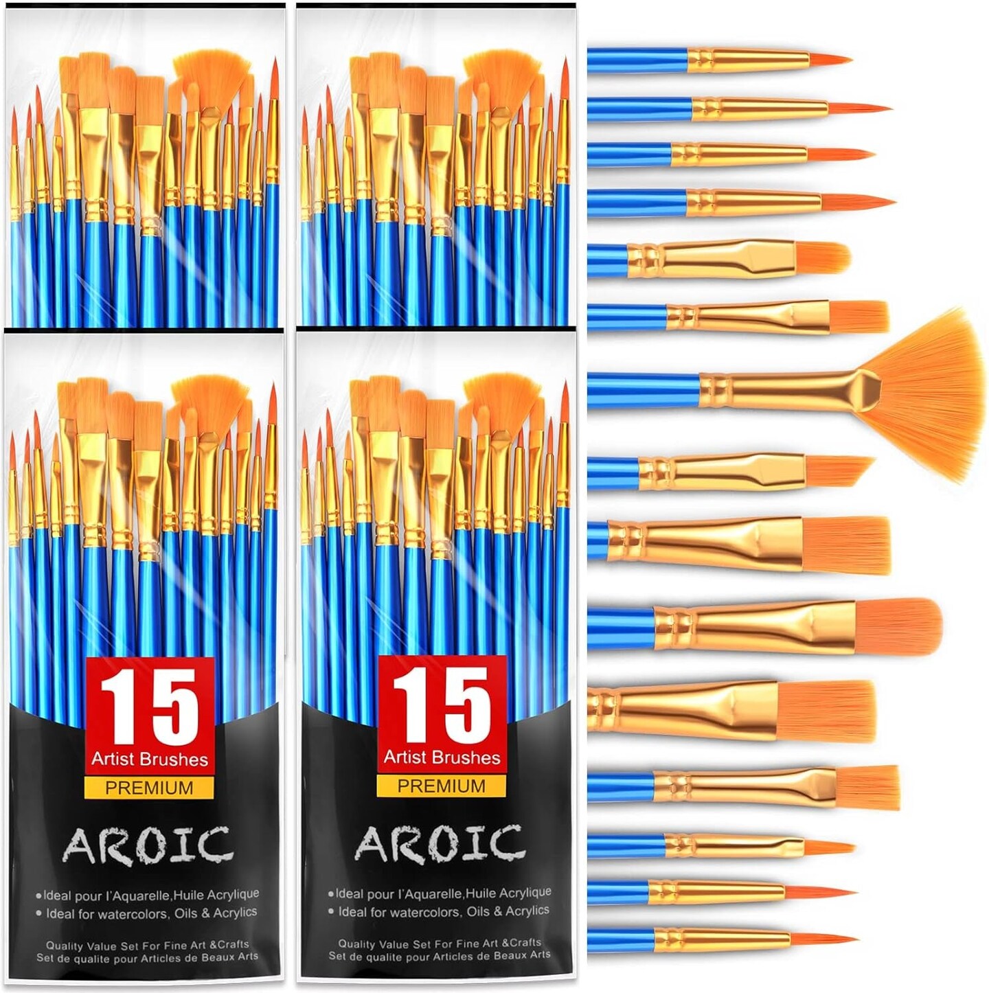 Acrylic Paint Brush Set, 8Pack/120 Pcs Nylon Hair Paint Brushes for All  Purpose Oil Watercolor Face Body Rock Painting Artist, Small Paint Brush  Kits for Kids Adult Drawing