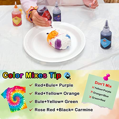 DIY Tie Dye Kits, Emooqi 32 Colours All-in-1 Tie Dye Set Contain 32 Bag Pigments, Rubber Bands, Gloves, Sealed Bag&#xFF0C;Apron and Table Covers for Craft Arts Fabric Textile Party DIY Handmade Project