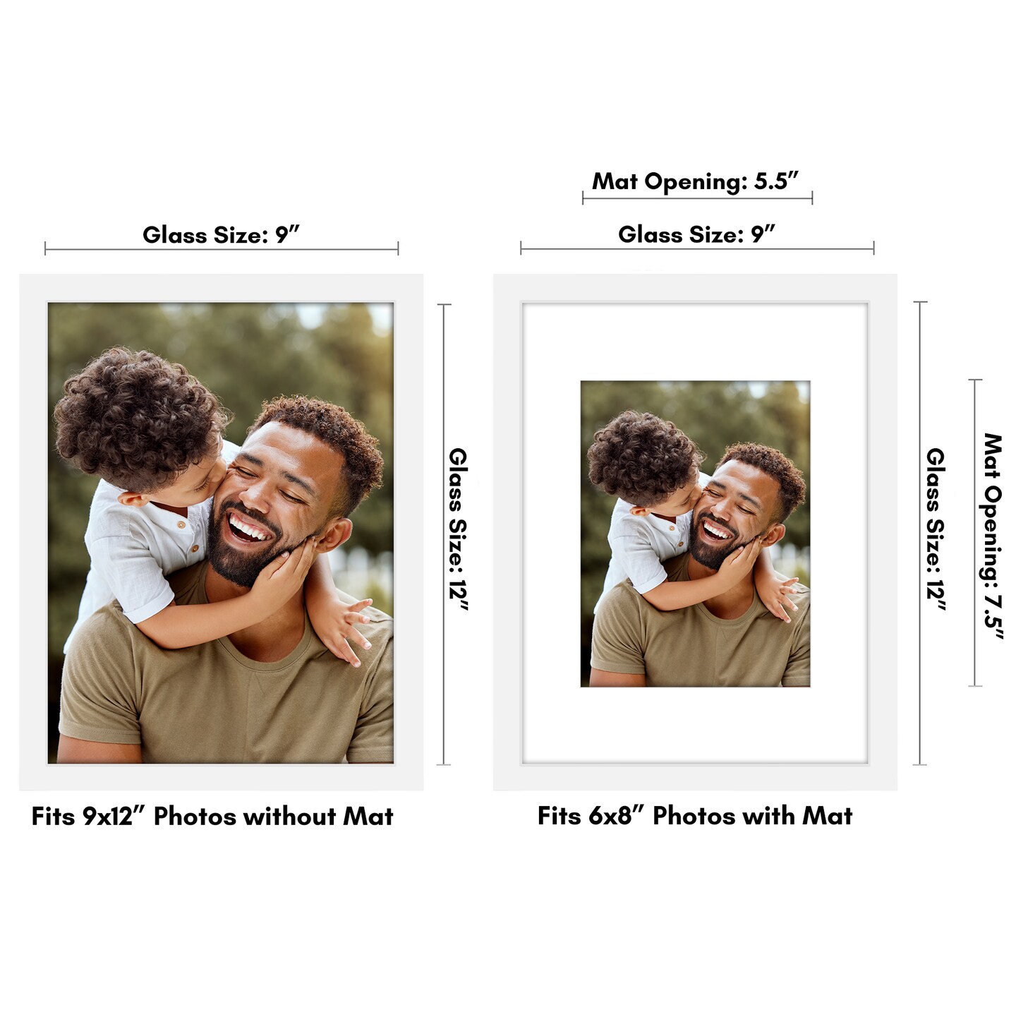 Americanflat Picture Frame with Mat - Photo Frame for Wall Display - Shatter Resistant Glass - Adjustable Hanging Hardware - Includes Easel