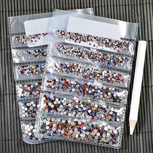 3456 Pieces Mix Size Flatback Rhinestones Glass Charms Diamantes Gems Stones for Nail Art Crafts Face Art (Mix SS3 4 5 6 8 10, Multicolor)