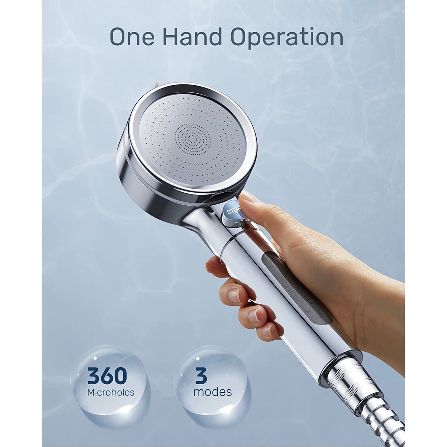 Serviceable Shower Head High Pressure 3 Settings Spray