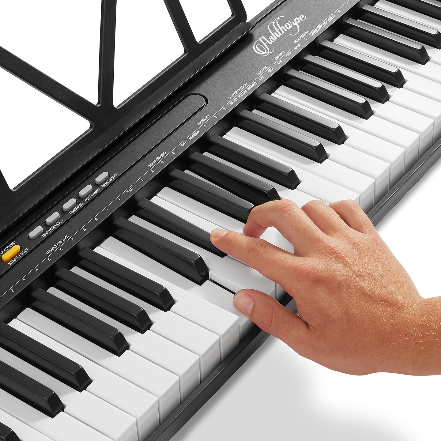 Ashthorpe 61-Key Digital Electronic Keyboard Piano for Beginners, Includes Headphones, Mic and Keynote Stickers