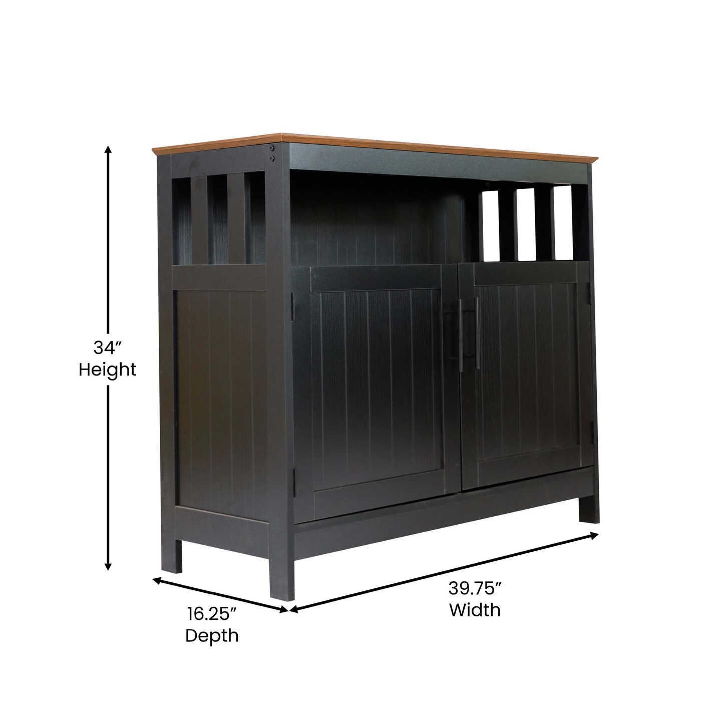 Merrick Lane Tanner Buffet and Sideboard with Storage Cabinet and Upper Shelf