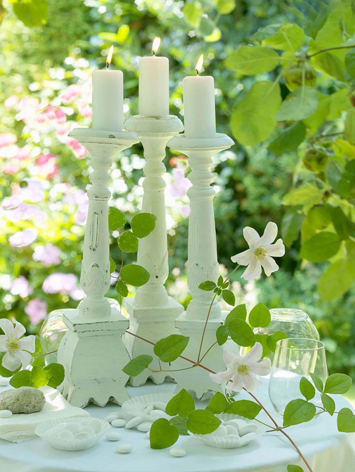 Northlight LED Lighted Pillar Candles in Garden Canvas Wall Art 15.75" x 11.75"