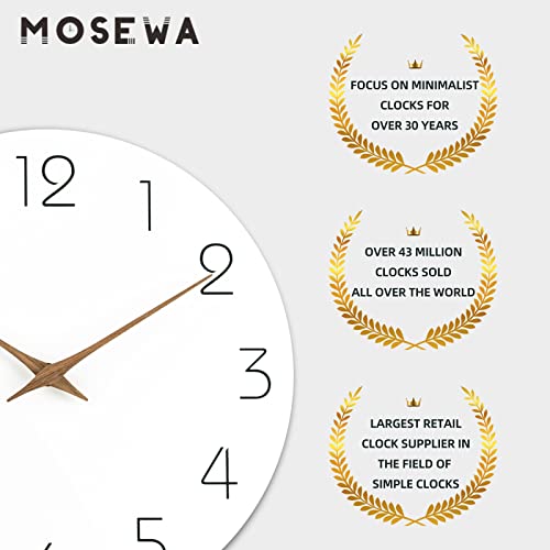 Wall Clock 10 Inch Silent Non Ticking Wood Wall Clocks Battery Operated - Wooden White Modern Office Simple Minimalist Clock Decorative for Kitchen,Home,Bathroom,Living Room(10&#x22; White)