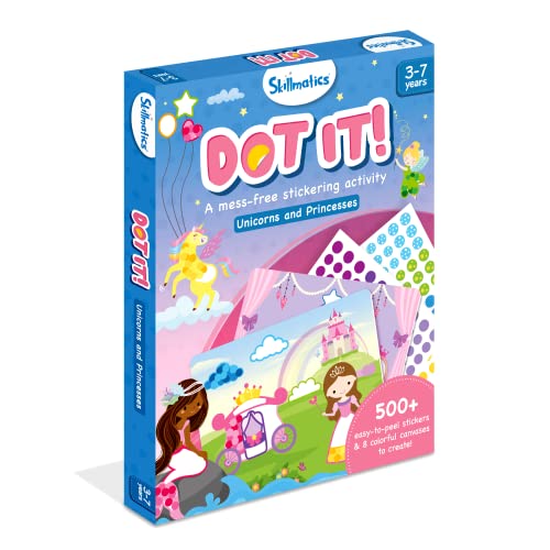 Dot It Unicorns &#x26; Princesses, No Mess Sticker Art for Kids, Craft Kits, DIY Activity, Gifts for Boys &#x26; Girls Ages 3, 4, 5, 6, 7, Travel Toys for Toddlers