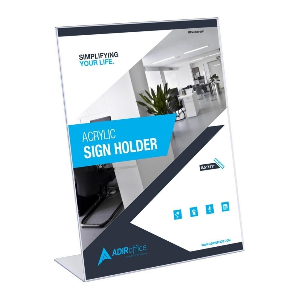 AdirOffice   8.5 in. x 11 in. Slant Back Acrlylic Sign Holder (3-Pack)