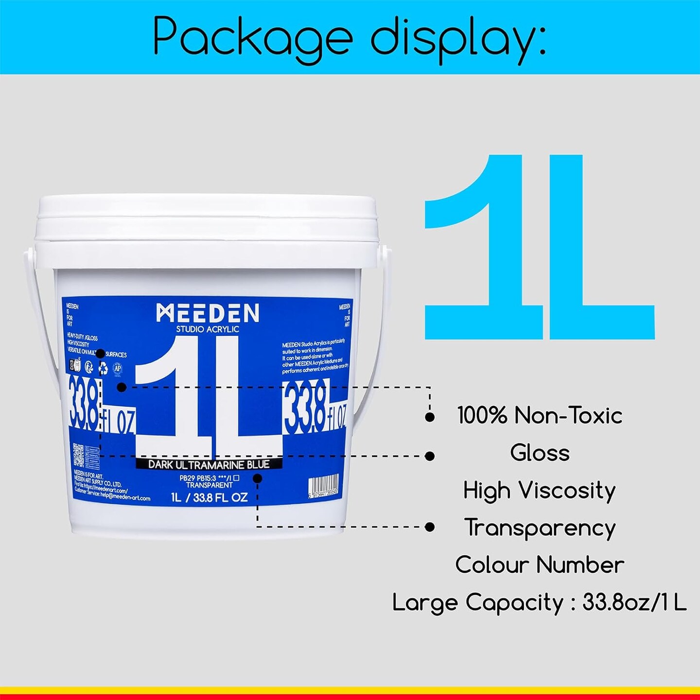 MEEDEN Sap Green Acrylic Paint, Heavy Body, Gloss Finish, Extra-Large 1 L /33.8 oz Non-Toxic Rich Pigments, Studio Professional Artist Acrylic Paint for Adults on Canvas,Wall,Wood,Stone Painting