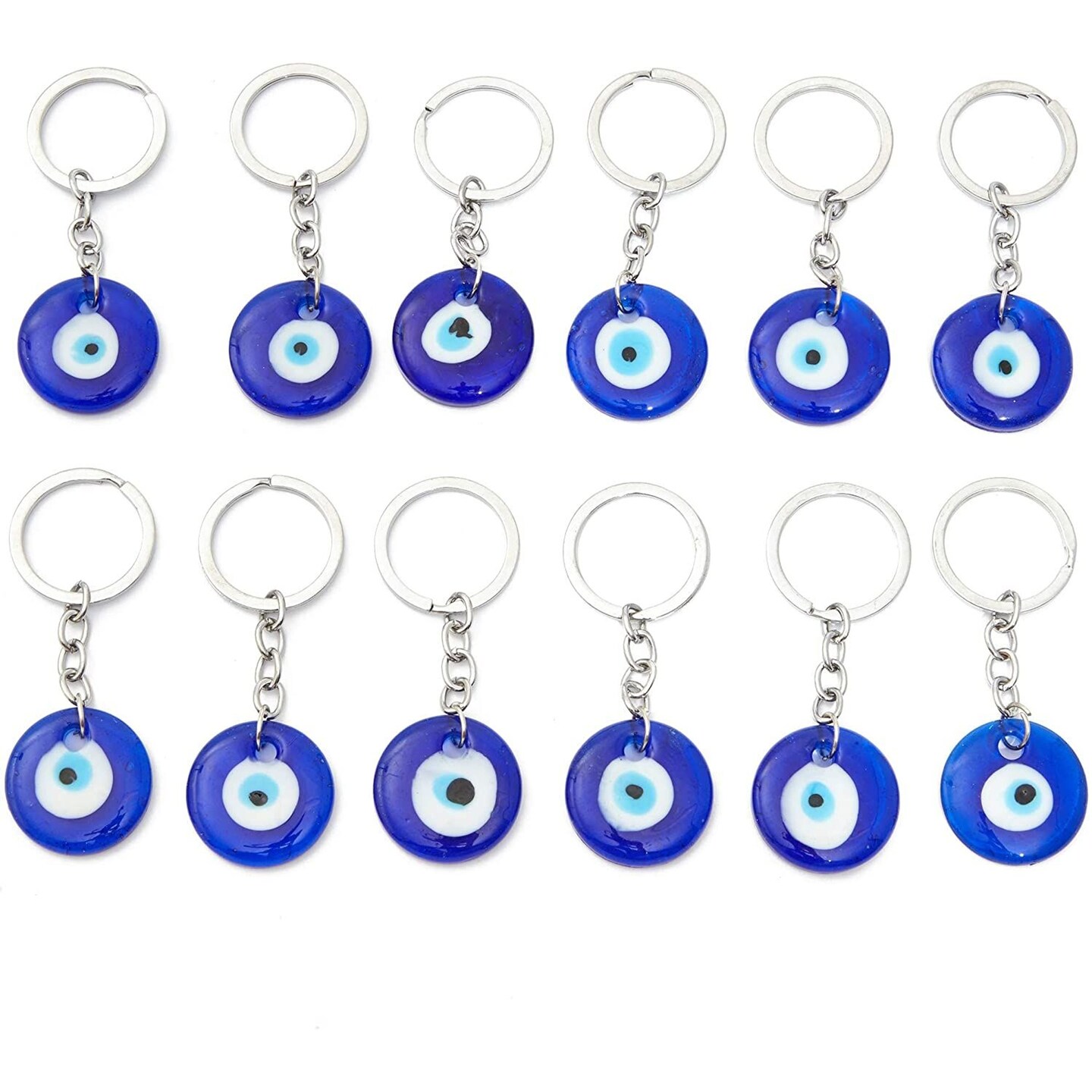Juvale Hamsa Evil Eye Keychain Amulet for Good Luck, 12 Pack, Dark Blue