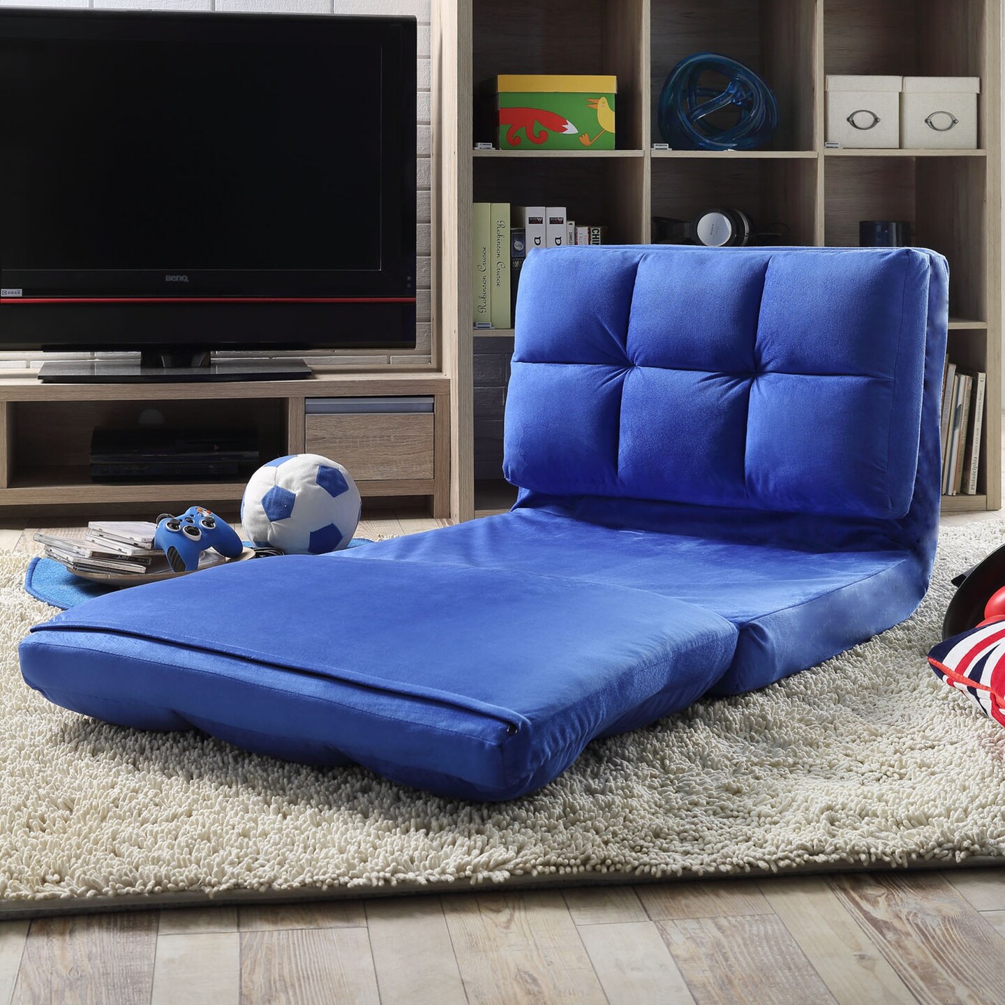 Microsuede Convertible Flip Floor Chair Sleeper