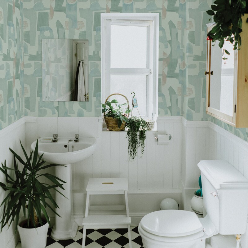 Tempaper Geo Composition Peel and Stick Wallpaper Sage/Cedar/Metallic Gold
