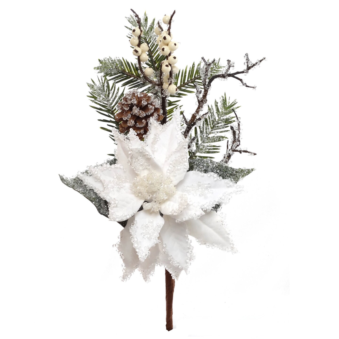 Christmas Floral Pine Berry and Snow Christmas Picks 