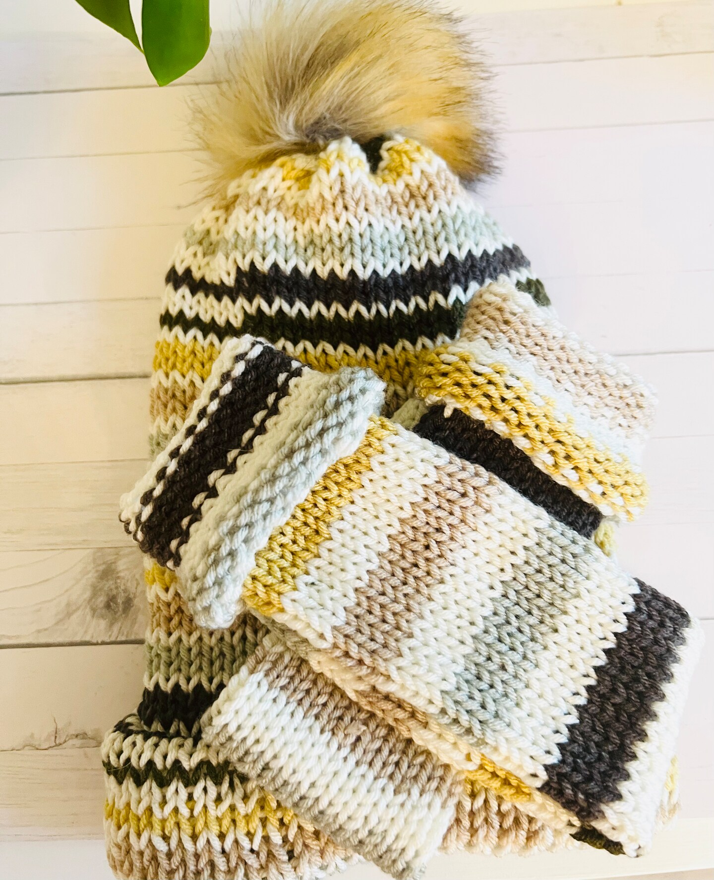 Knit Beanie and sock bundleKnit beanie and slouchy sock gift set Knit Beanie with pom and