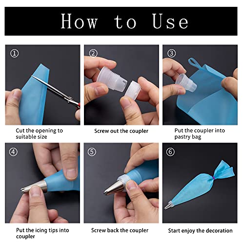 Piping Bags and Tips Set, Cakes Decorating Kit Supplies with 2 Reusable Pastry Bags, 18 Frosting Tips, 2 Couplers, 2 Bag Ties, 3 Cake Scraper, Cake Decorating Tools for Cookie Icing