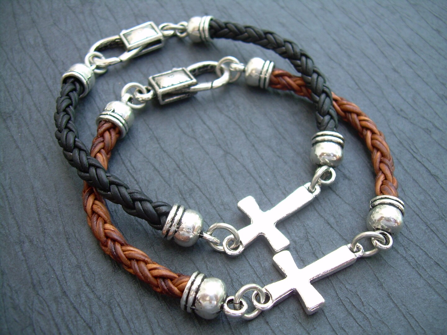 Women's leather cross on sale bracelet