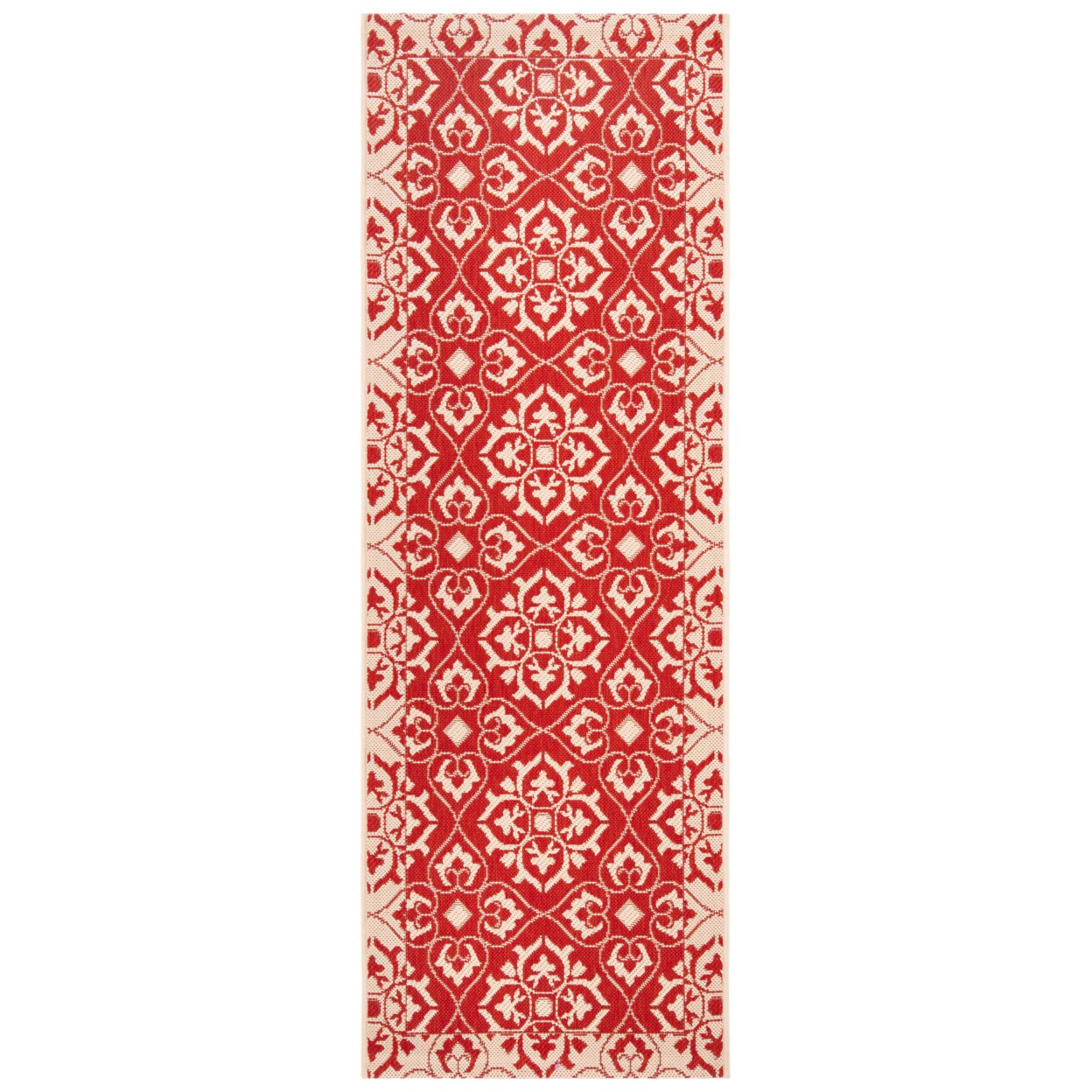 Safavieh Outdoor CY6550-28 Courtyard Collection Red / Creme Rug
