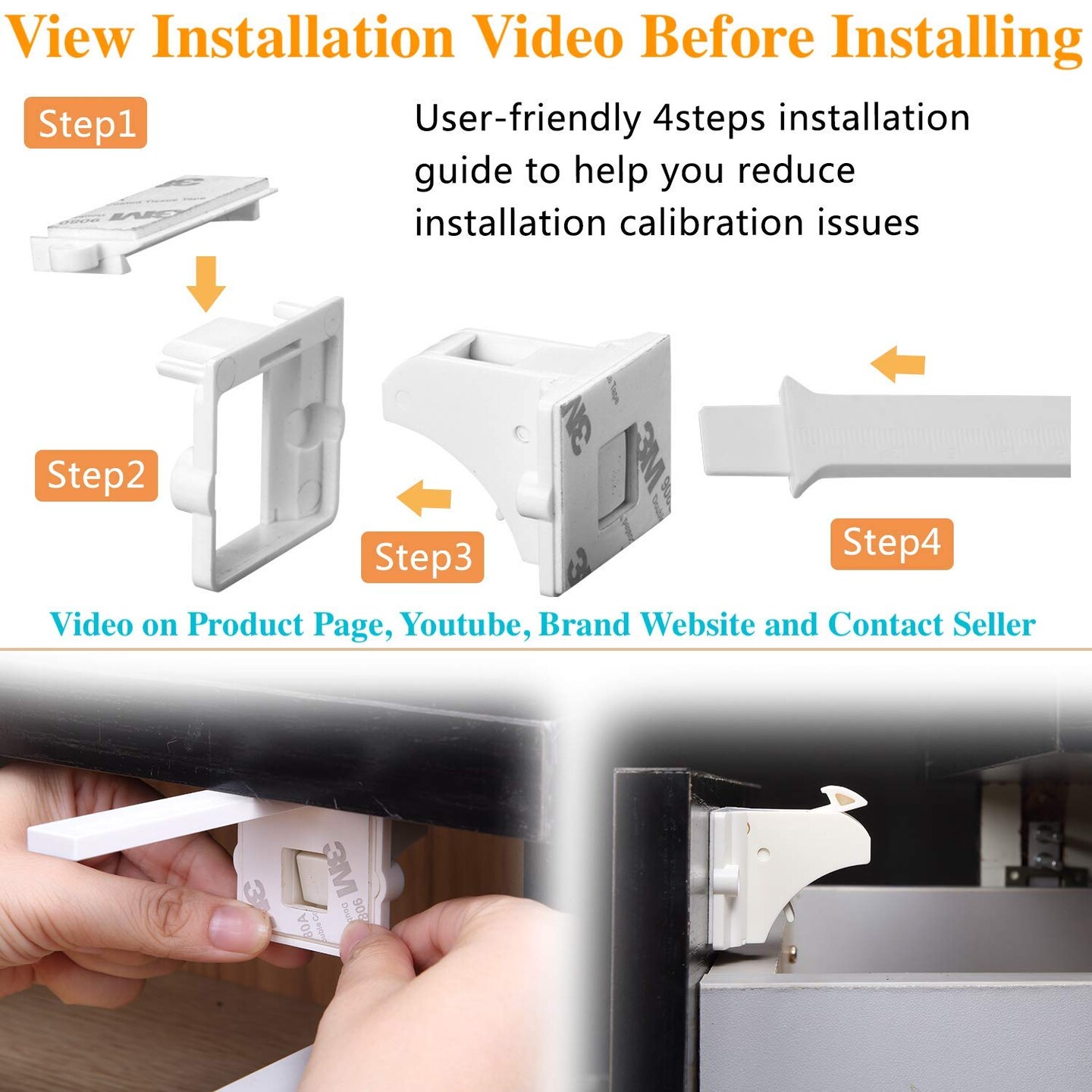 Adhesive Magnetic Locks for Cabinets & Drawers (16 Locks and 2 Keys)