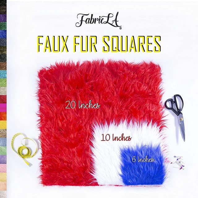 FabricLA | Faux Fur Fabric Square | 4" X 4" Inch Wide Pre-Cut Shaggy | Fake Fur Fabric | DIY, Craft Fur Decoration, Fashion Accessory, Hobby | 2 White & 2 Black Pack