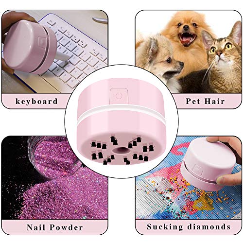 Diamond Painting Tools - Hand-Held Vacuum Cleaner and Accessories for Diamond Painting Enthusiasts (Pink)