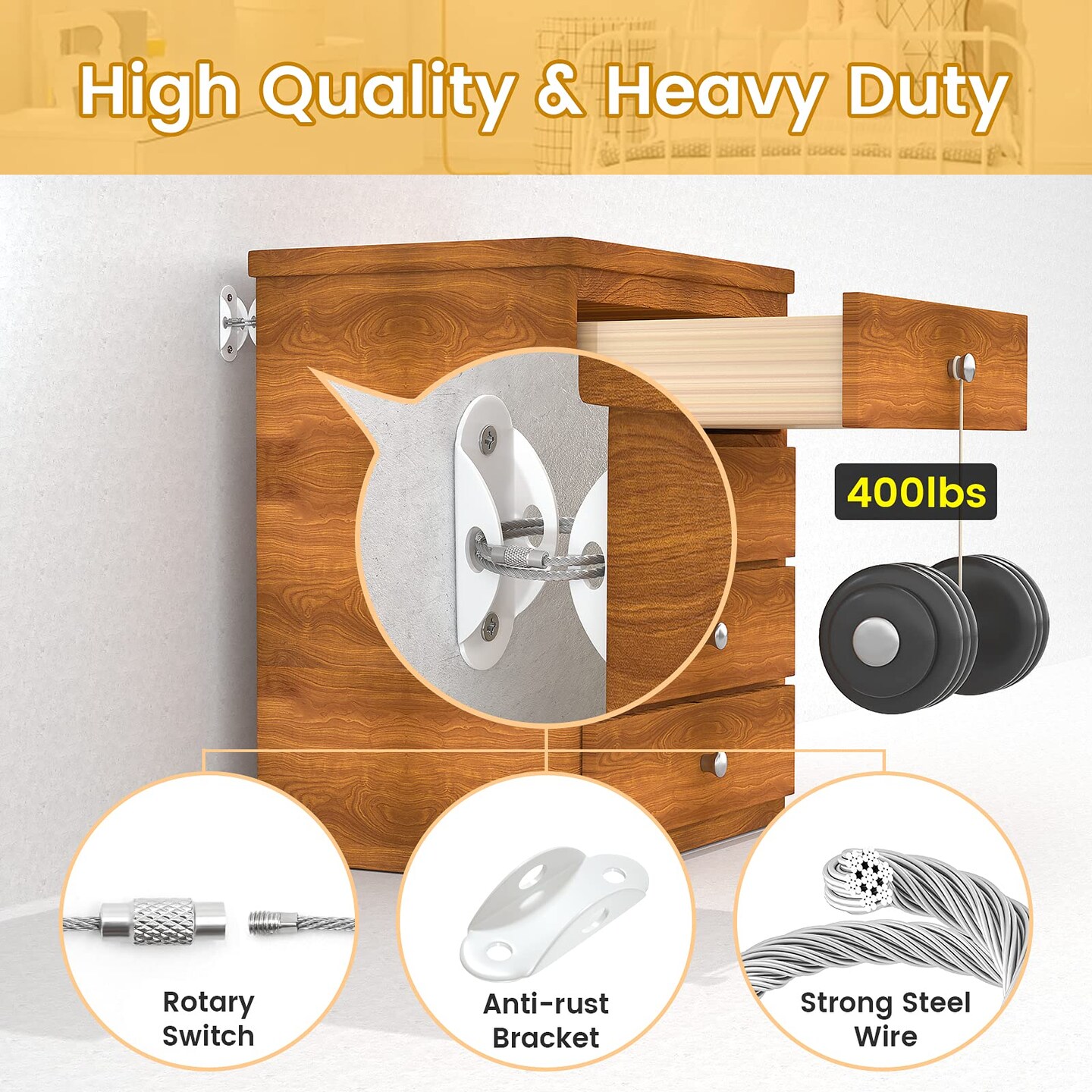 Furniture Anchors (10 Pack) for Baby Proofing, Furniture Straps Anti Tip Furniture Anchor