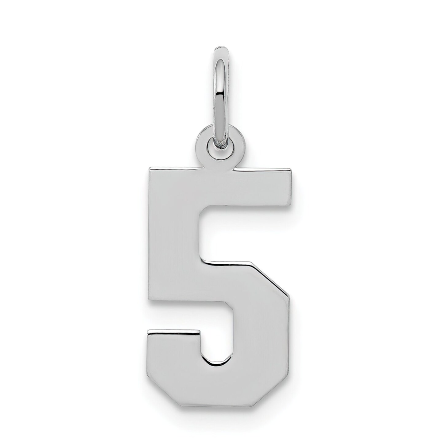 Sterling Silver Small Polished Number 5 Charm Pendant Jewerly 20mm x 4mm