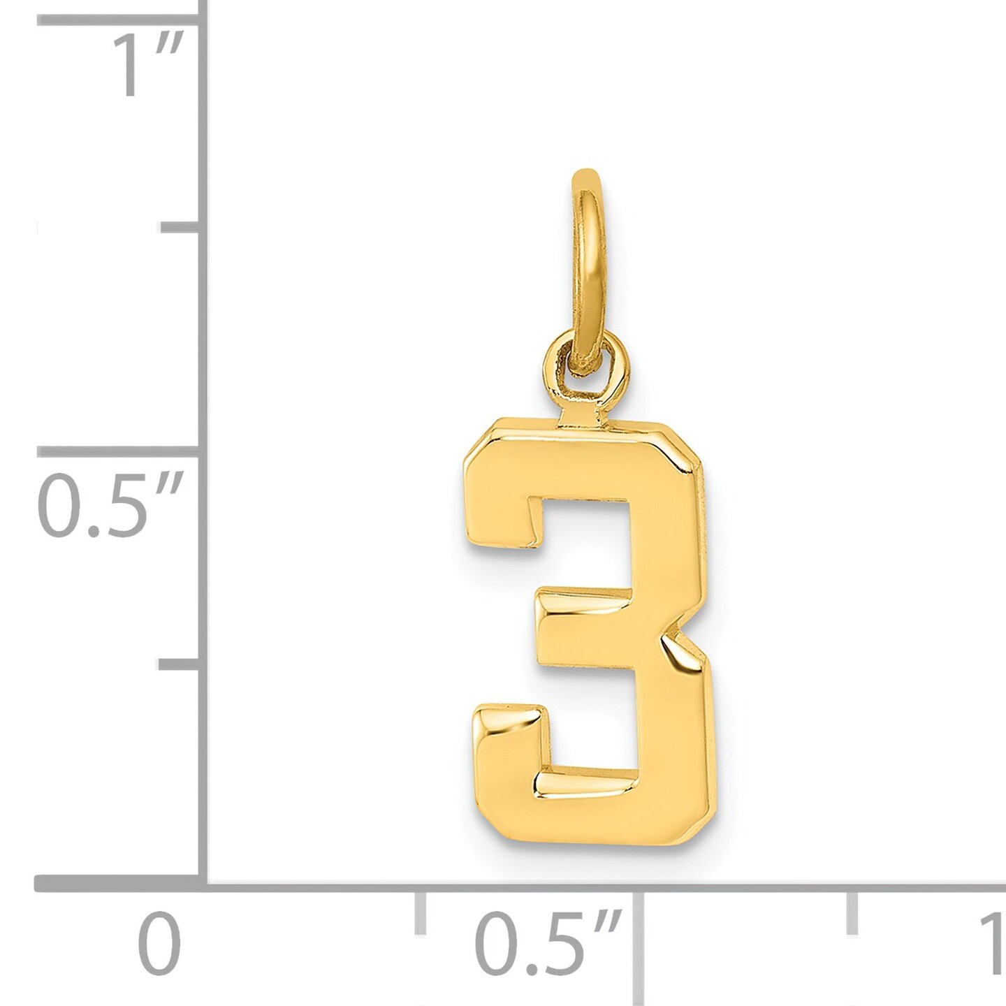 14K Gold Small Polished Number 3 Charm Pendant Jewelry 20mm x 7mm