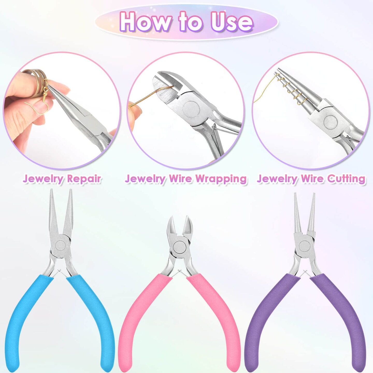 Jewelry Pliers, Shynek 3pcs Jewelry Making Pliers Tools with Needle Nose Pliers/Chain Nose Pliers, Round Nose Pliers and Wire Cutter for Jewelry