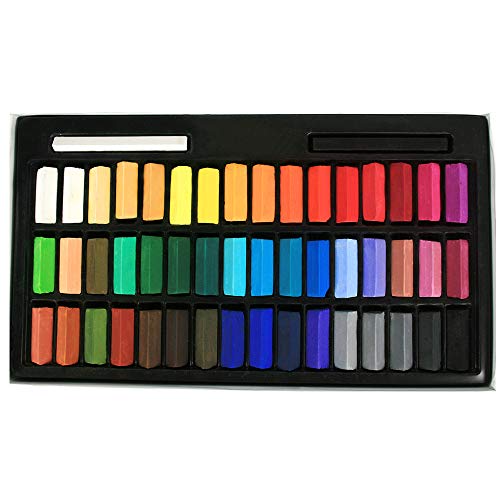 HA Shi Soft Chalk Pastels, 48 Assorted Colors Non Toxic Art Supplies, Square Charcoal, Drawing Media for Artist Stick Pastel