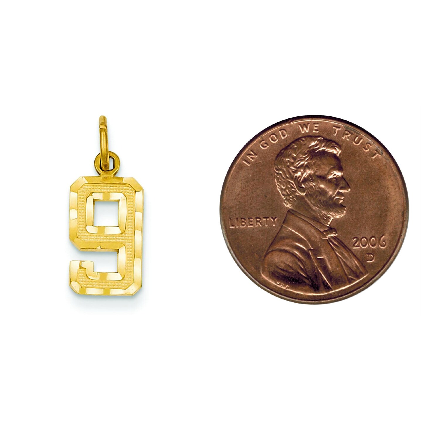 14K Gold Small Number 9 Charm Pendant FindingKing Jewerly 20mm x 7mm