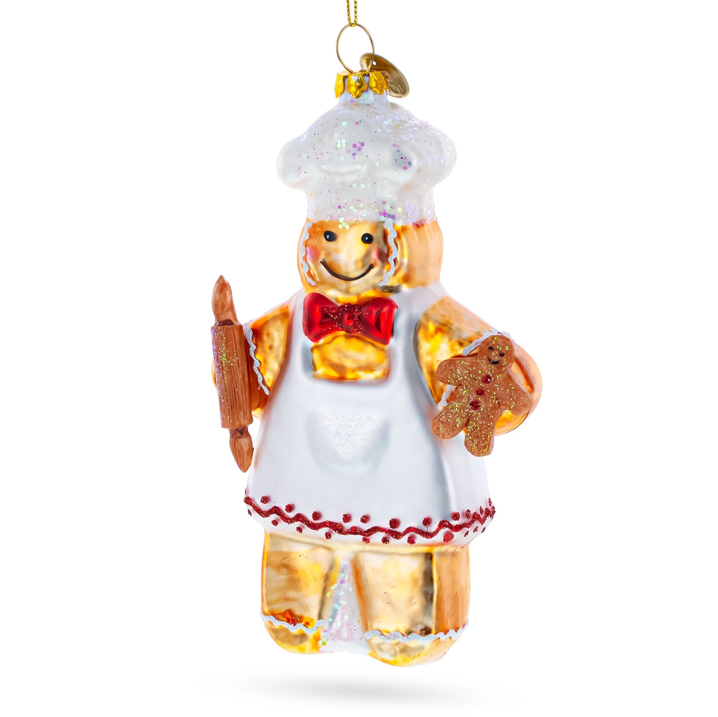 Baking Gingerbread Man Blown Glass Christmas Ornament