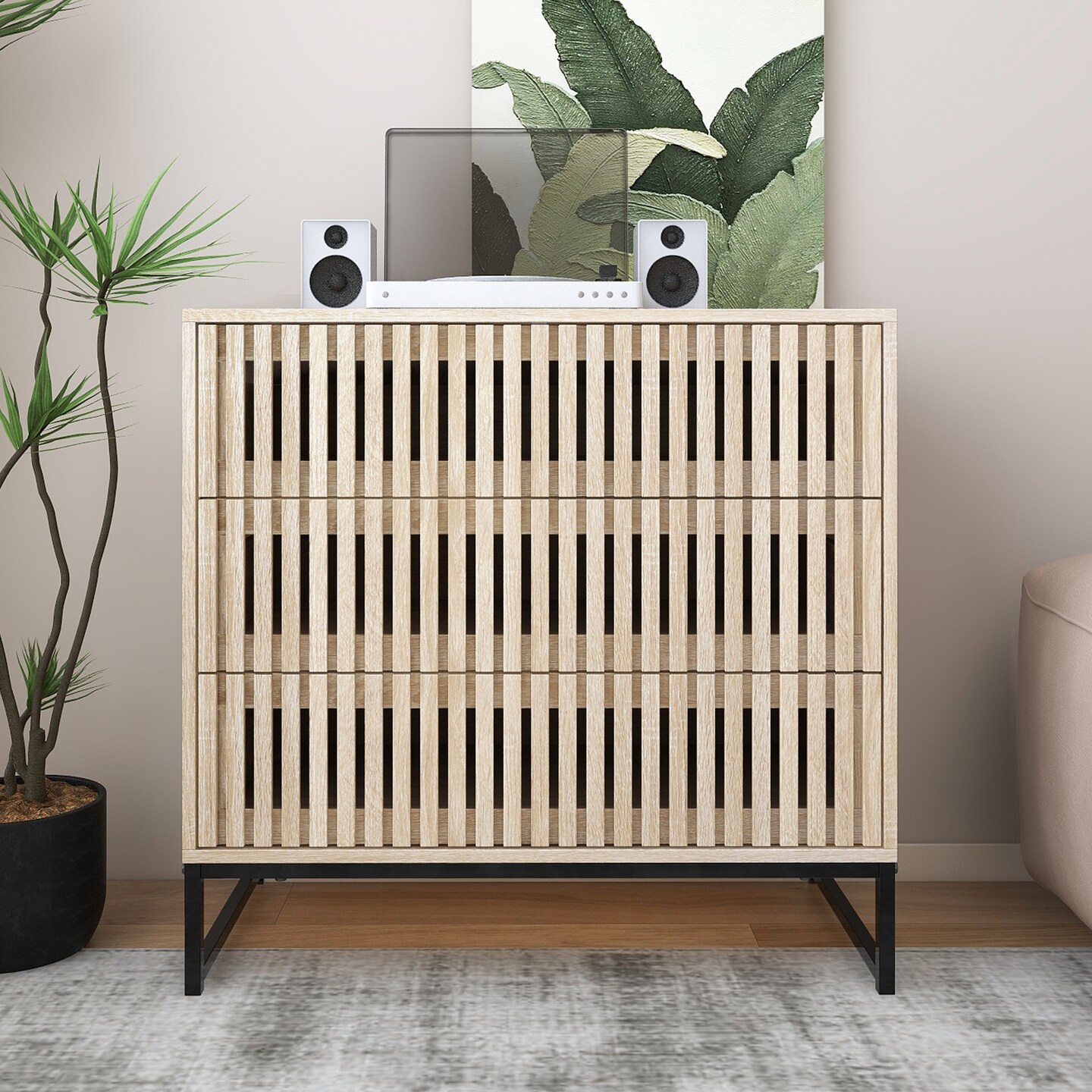 Vertical Storage Cabinet with 3 Drawers - 63.5 | Stylish Storage Solution