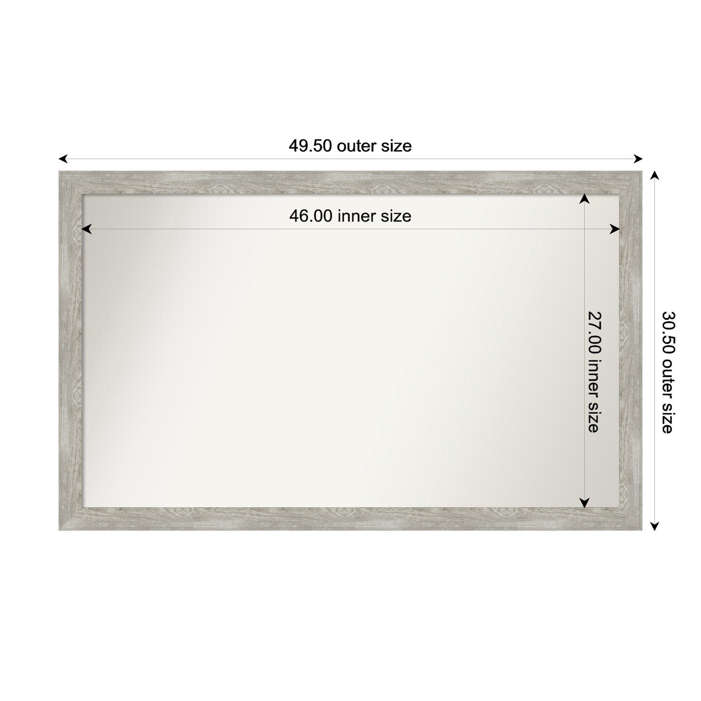 Dove Greywash Narrow Non-Beveled Custom Framed Bathroom Vanity Wall Mirror