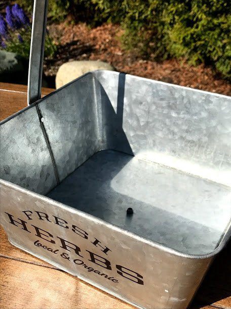 Local &#x26; Organic HERBS Square Metal Planter