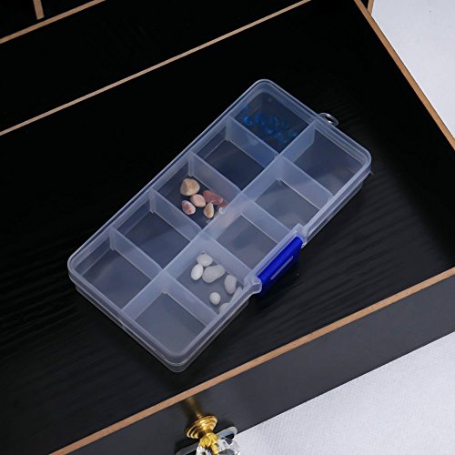 2 Pieces Plastic Jewelry Organizer Box Clear Storage Bead Case for Little Crafts/Arts  Container with 10 Grids, Small