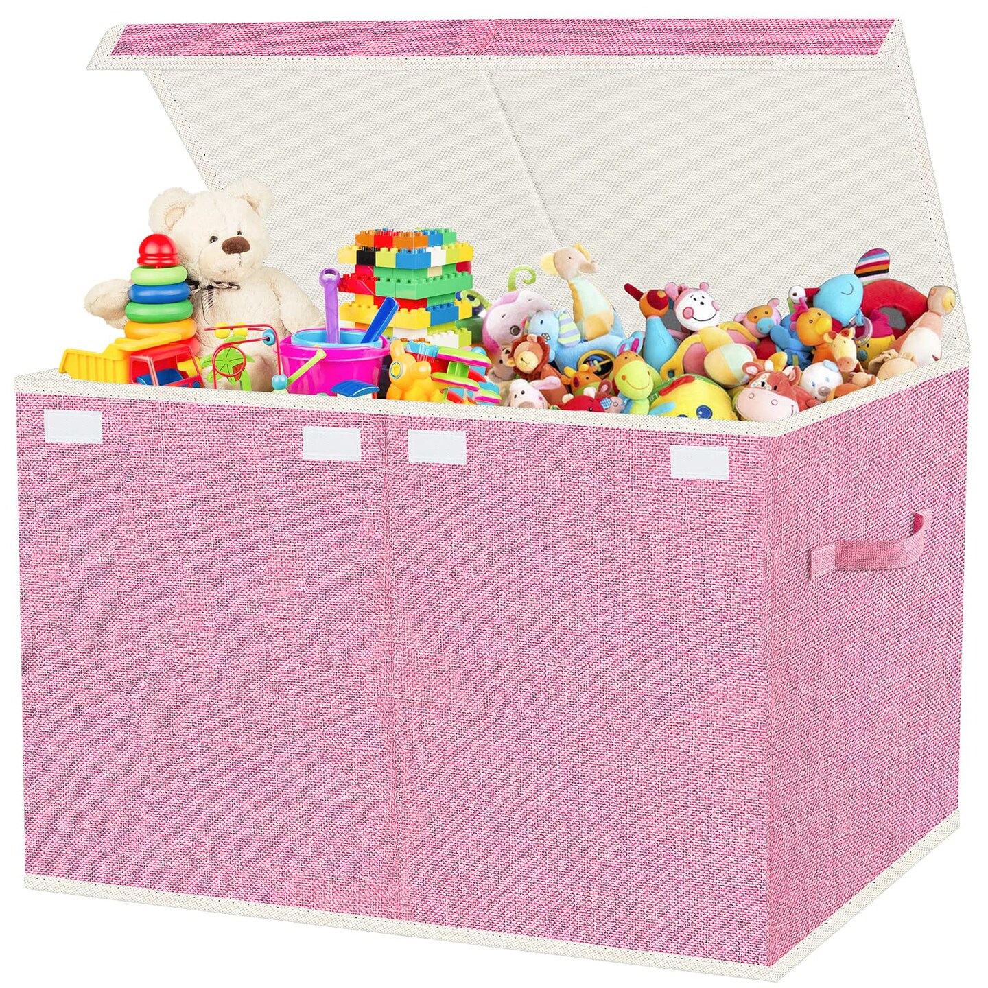 VERONLY Large Toy Box Chest Storage with Lid - Collapsible Kids Toys Boxes Organizer Bins Baskets with Handles for Boys, Girls,Nursery,Playroom,Clothes,Blanket,Bedroom(Pink)
