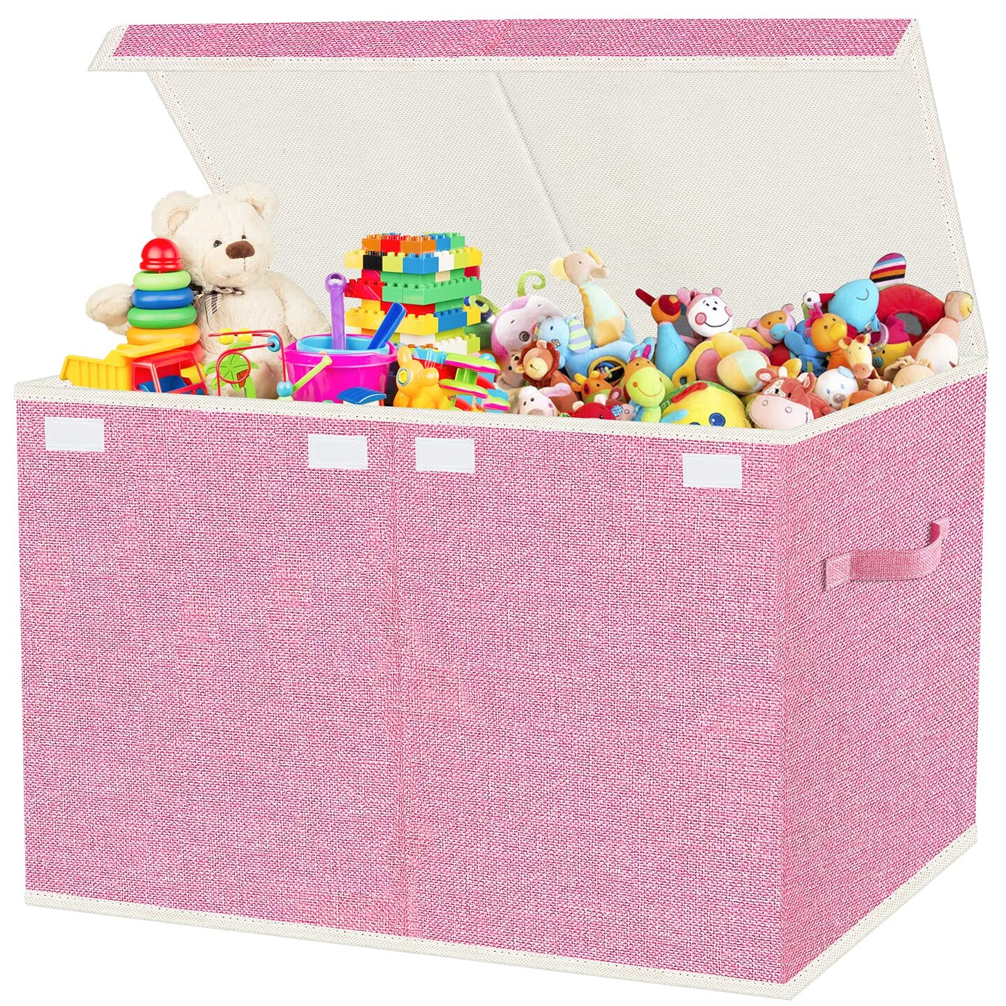 Large Toy Box Chest Storage with Lid - Collapsible Kids Toys Boxes Organizer Bins Baskets with Handles for Boys, Girls,Nursery,Playroom,Clothes,Blanket,Bedroom(Pink)