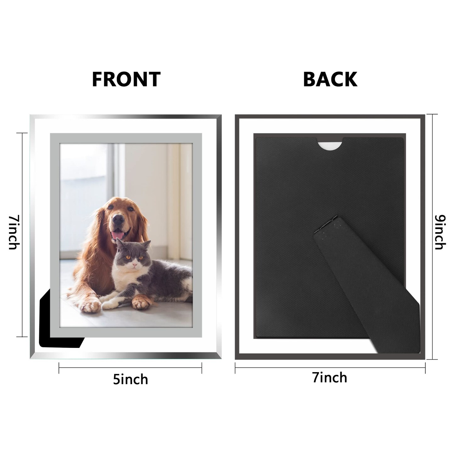 Vienrose 5x7 Picture Frame Set of 2, Glass Photo Frames Made of High Definition Real Glass Display Pictures Horizontal or Vertical for Table