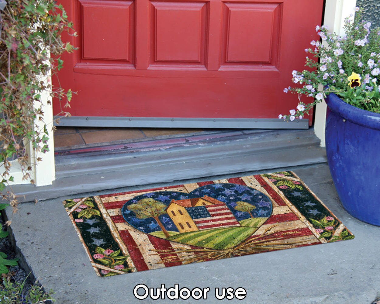 American Folk Heart Door Mat (18 x 30&#x22;)