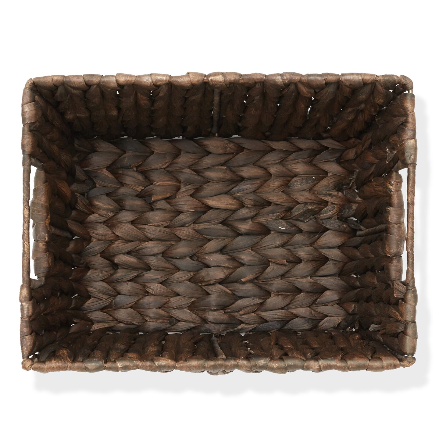Casafield Set of 4 Water Hyacinth Storage Baskets with Handles, Woven Rectangular Storage Bins for Shelves, Blankets, Laundry Organization