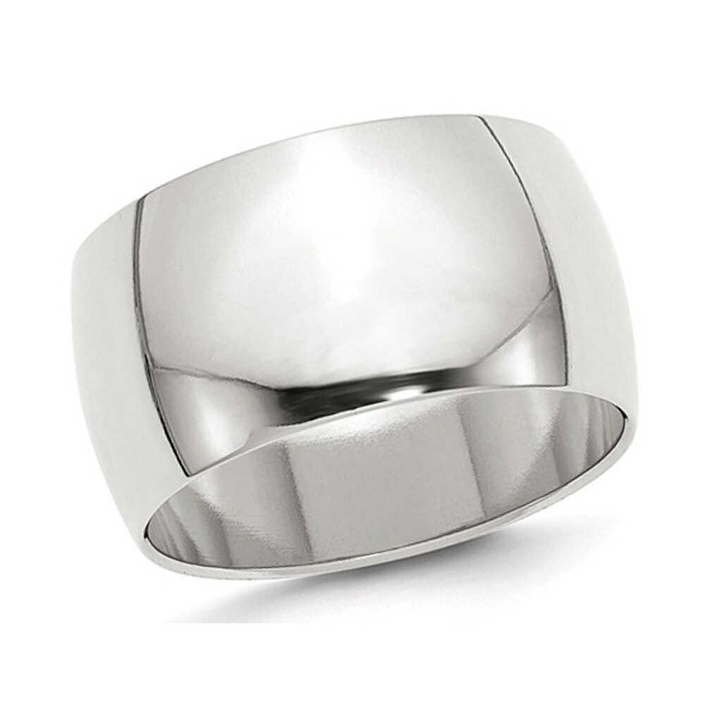 Gem And Harmony Mens Sterling Silver 12mm Wedding Band Ring