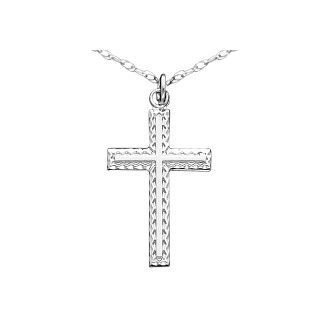 Gem And Harmony Sterling Silver Junior Cross Pendant Necklace with Chain